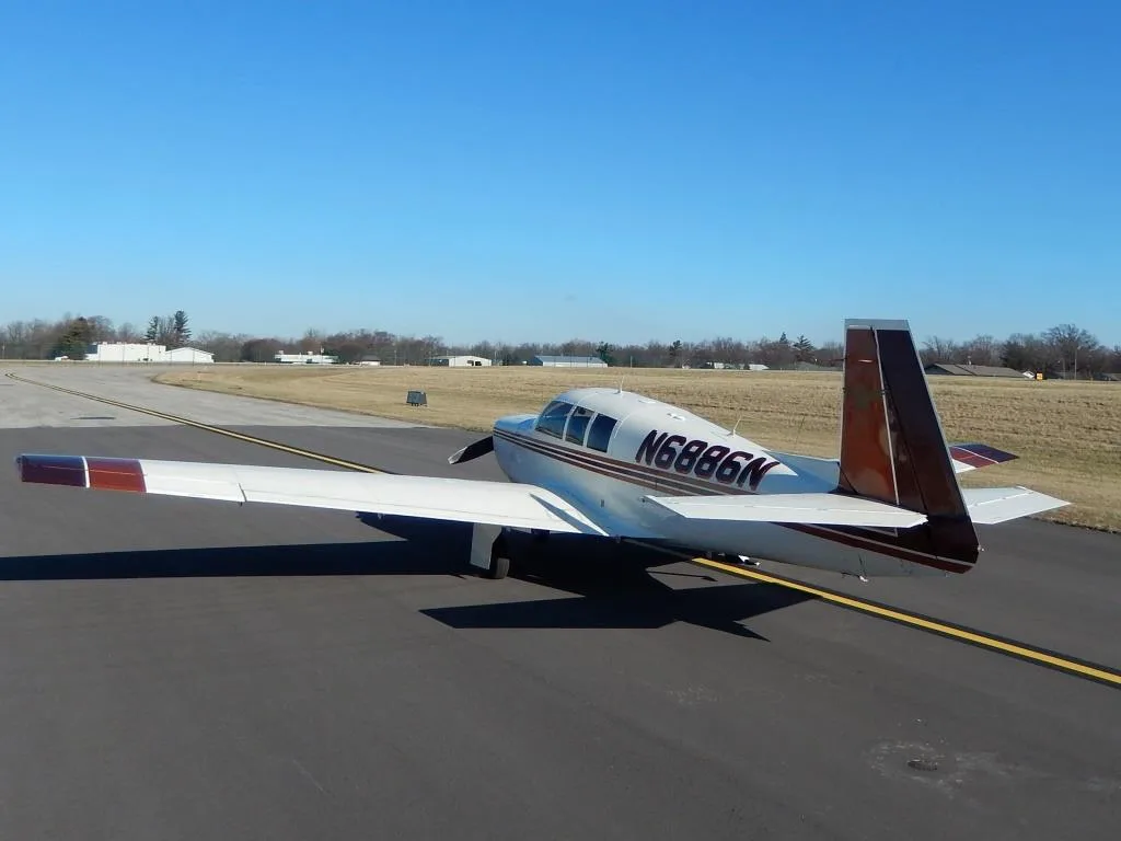 Exterior view of a 1968 Mooney M20G- N6886N Aircraft.