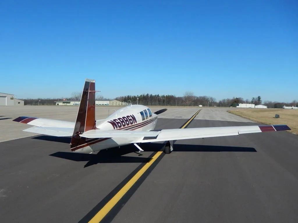 Exterior view of a 1968 Mooney M20G- N6886N Aircraft.