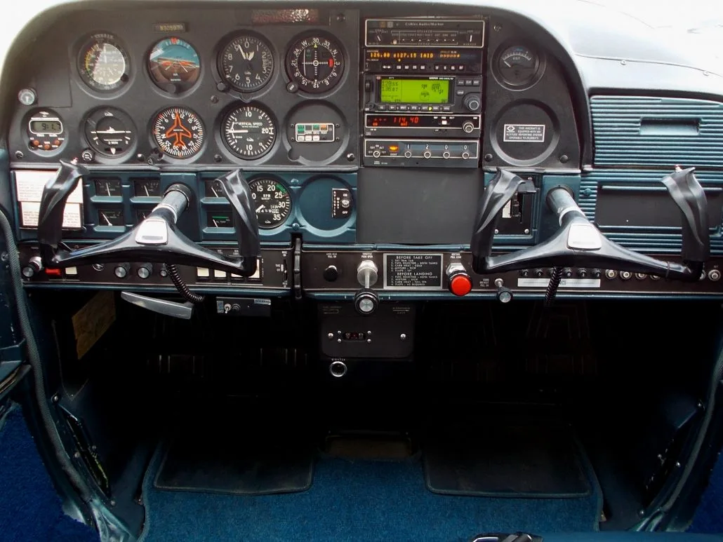 Cockpit and instrument panel of a 1969 Cessna 177A - N30597 Aircraft.