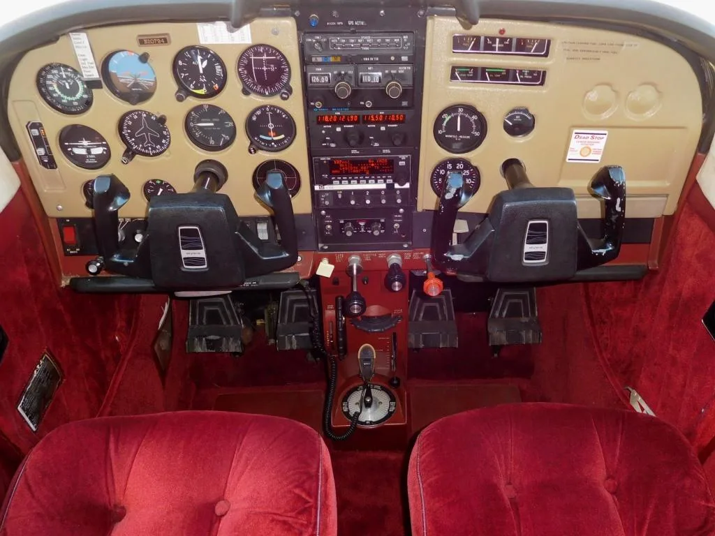 Cockpit and instrument panel of a 1972 Cessna 182 - N20794 Aircraft.