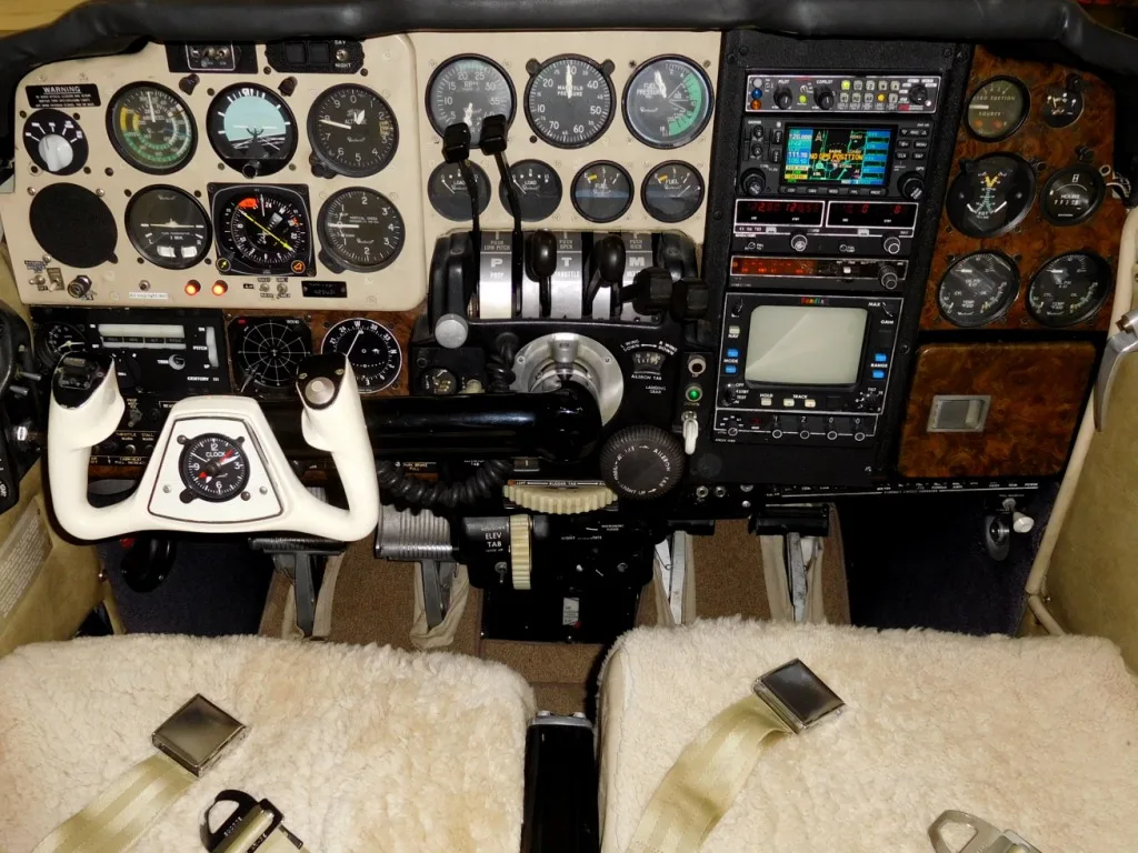 Cockpit and instrument panel of a 1973 Beechcraft B55 - N25631 Aircraft.