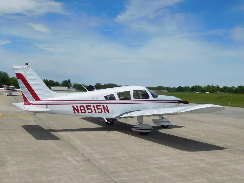 Exterior view of a 1973 Piper Ccherokee 180 Challenger - N8515N Aircraft.