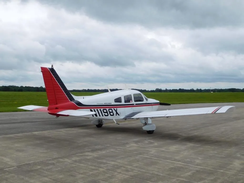 Exterior view of a 1975 Piper Archer - N1198X Aircraft.