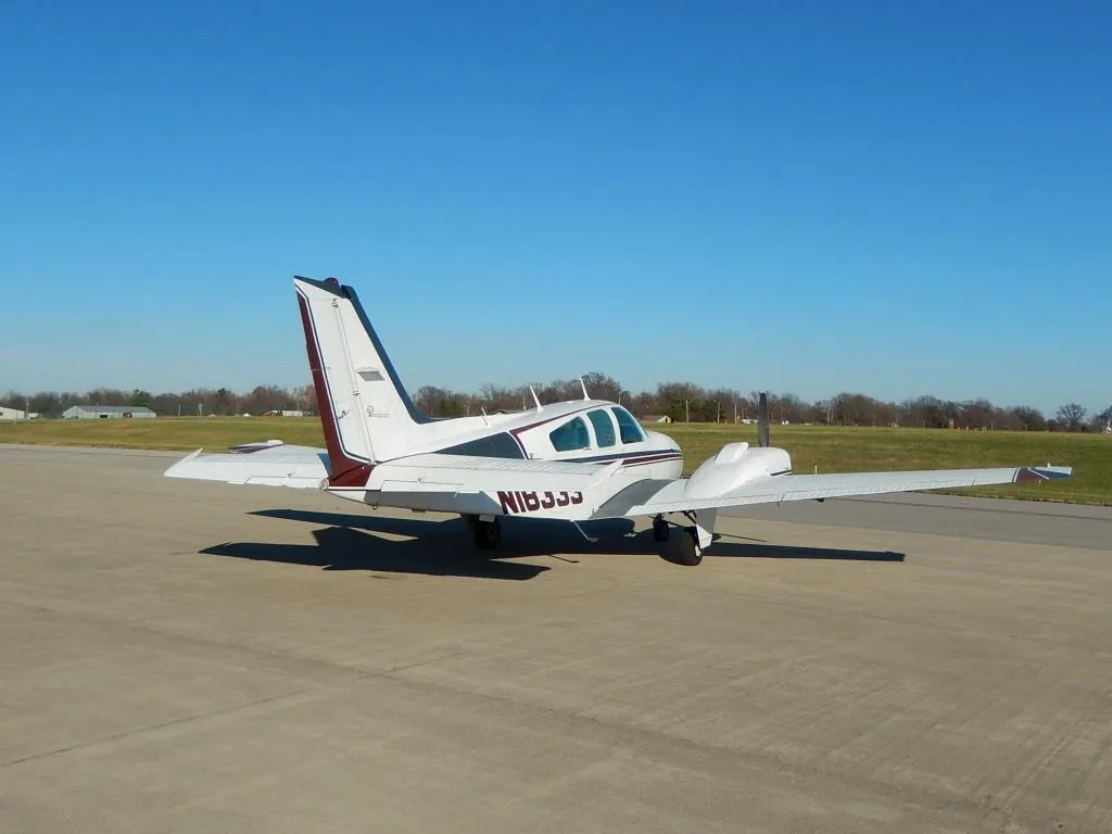 Exterior view of a 1977 Beechcraft E55 Baron- N18333 Aircraft.