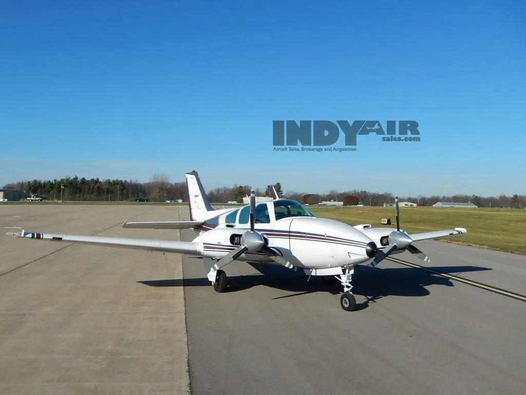 Exterior view of a 1977 Beechcraft E55 Baron- N18333 Aircraft.