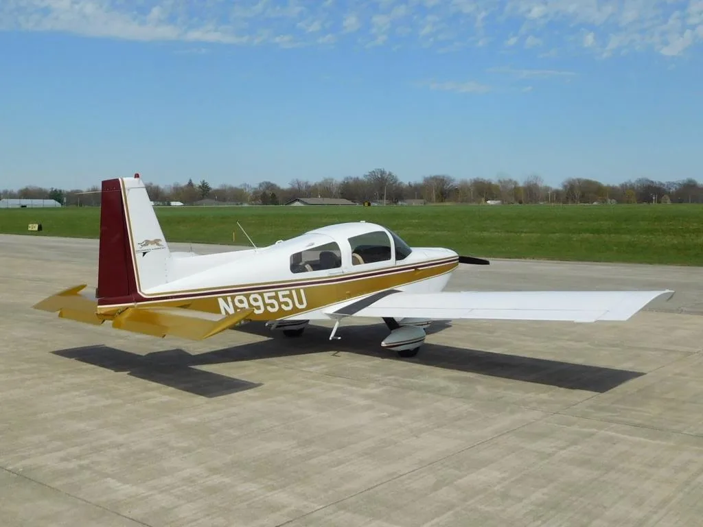 Exterior view of a 1977 Grumman Cheetah - N9955U Aircraft.