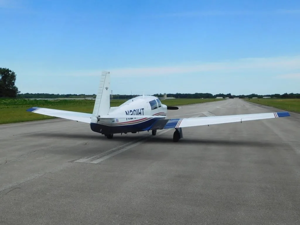 Exterior view of a 1977 Mooney M20J - N201HT Aircraft.