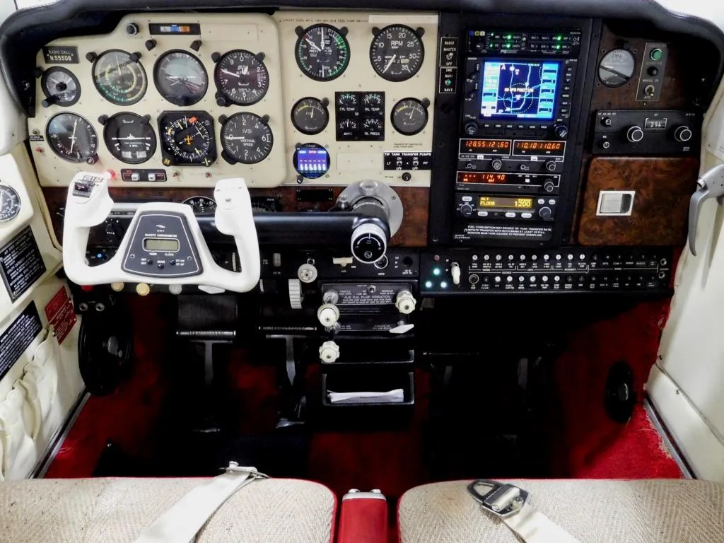 Cockpit and instrument panel of a 1978 Beech Bonanza F33A - N555DB Aircraft.