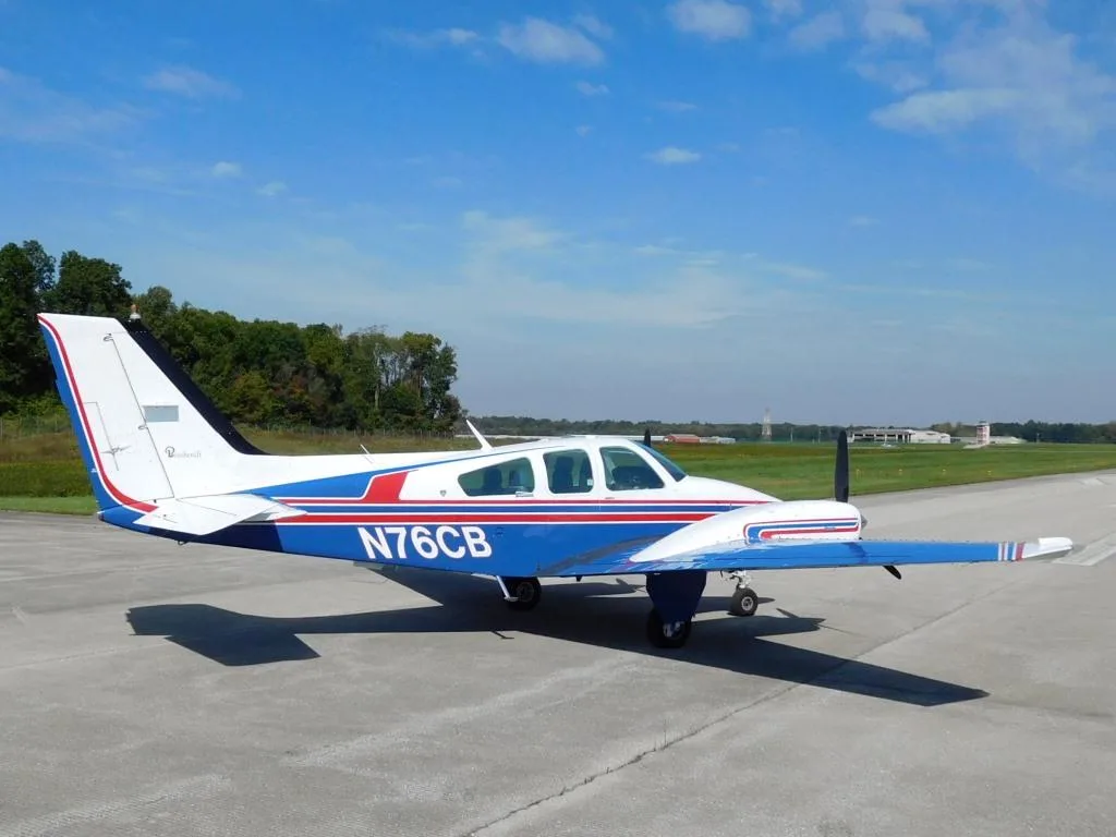 Exterior view of a 1978 Beechcraft B55 Baron - N76CB Aircraft.