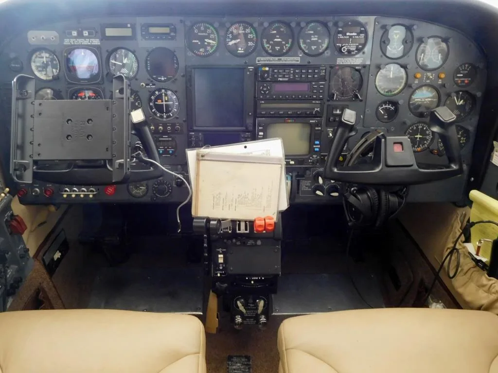 Cockpit and instrument panel of a 1978 Cessna 340A- N983JB Aircraft.