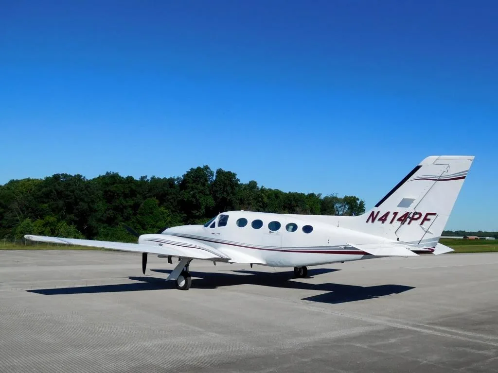 Exterior view of a 1978 Cessna 414A Chancellor - N414PF Aircraft.