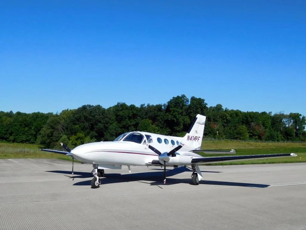 Exterior view of a 1978 Cessna 414A Chancellor - N414PF Aircraft.