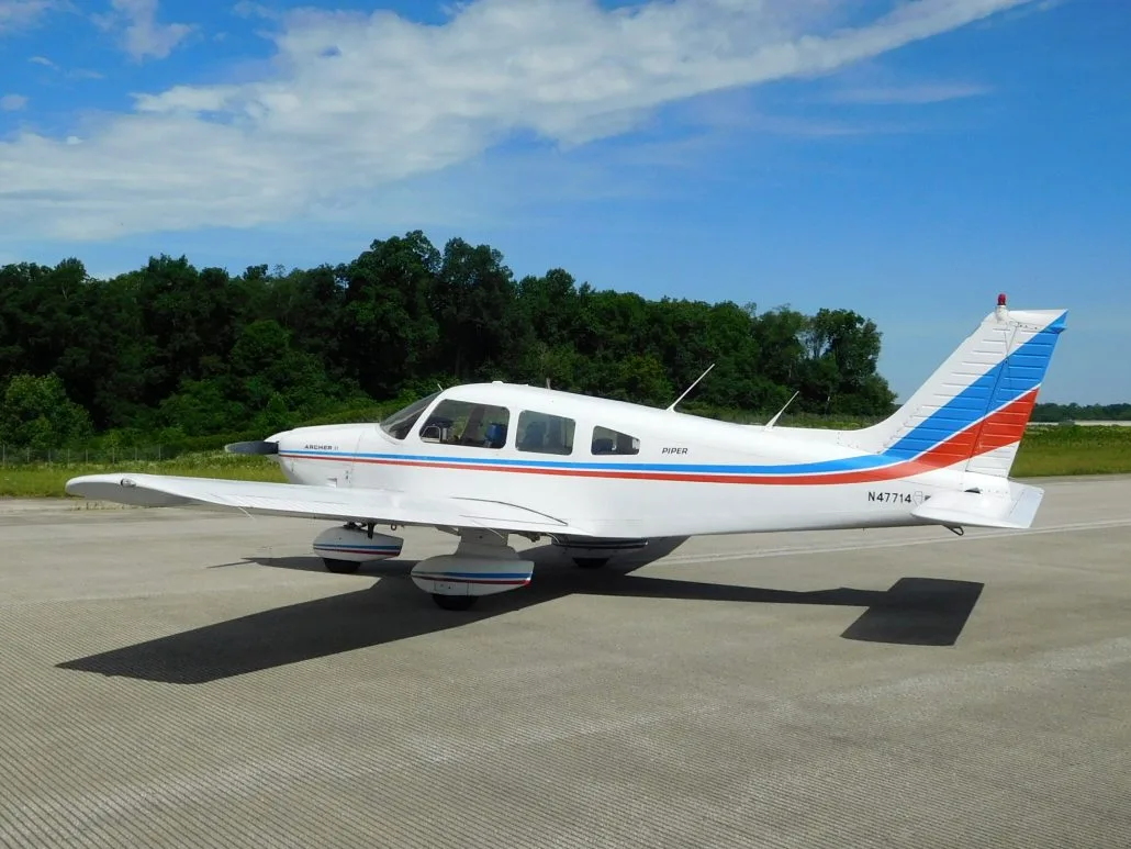 Exterior view of a 1978 Piper Archer II - N47714 Aircraft.