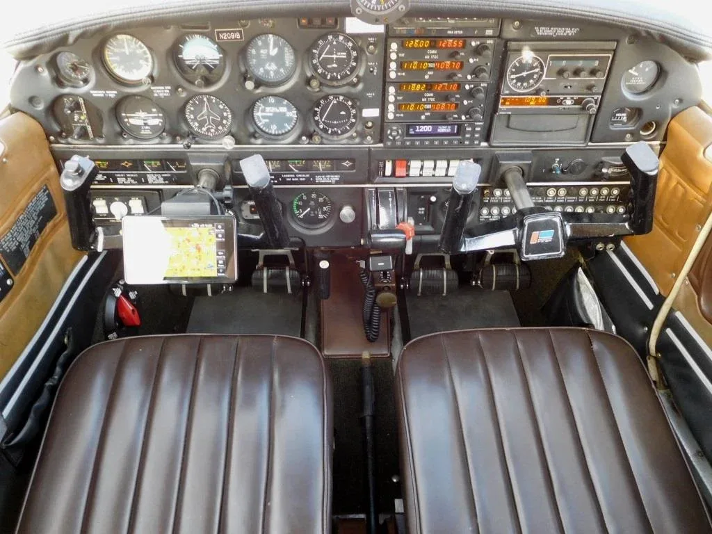 Cockpit and instrument panel of a 1979 Piper Archer II - N2091B Aircraft.