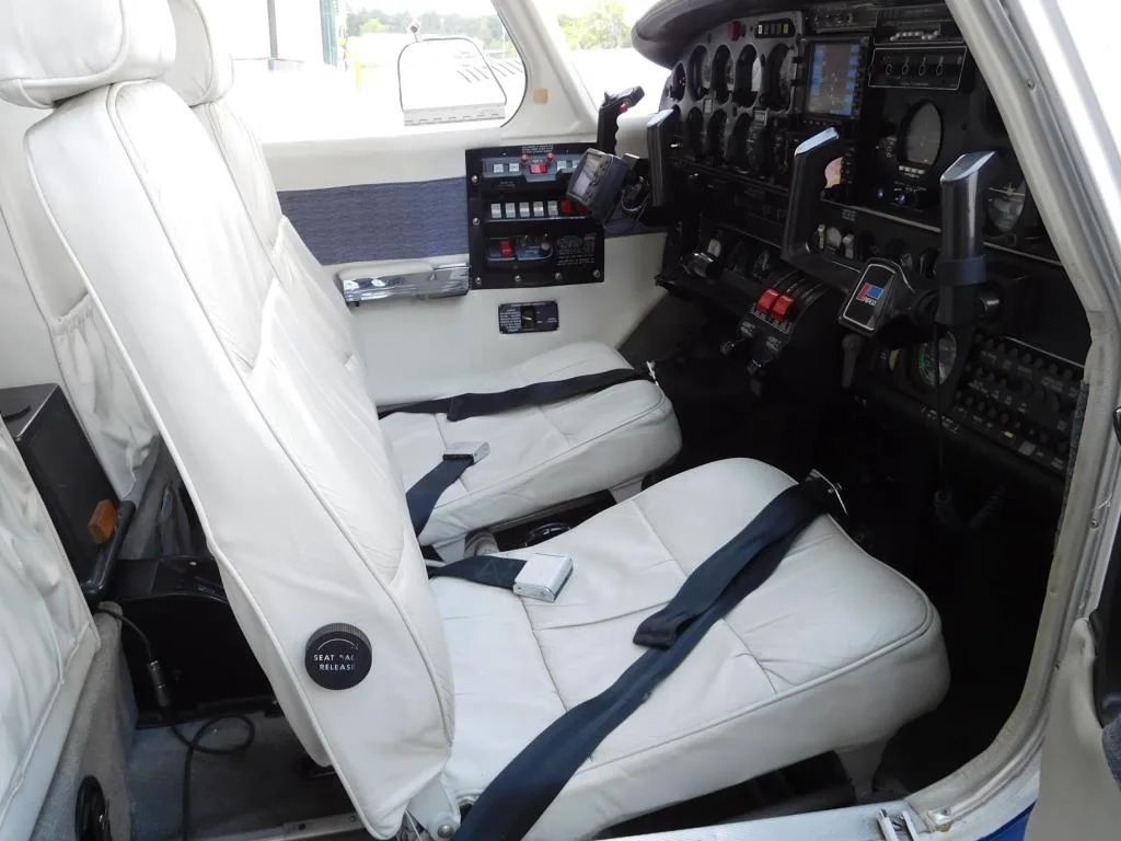 Cockpit and instrument panel of a 1980 Piper Seneca II - N803GM Aircraft.