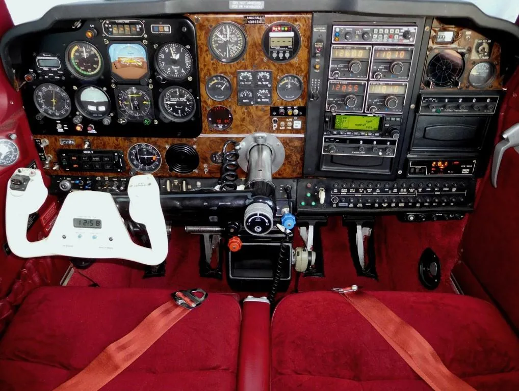 Cockpit and instrument panel of a 1981 Beech F33A - N38654 Aircraft.