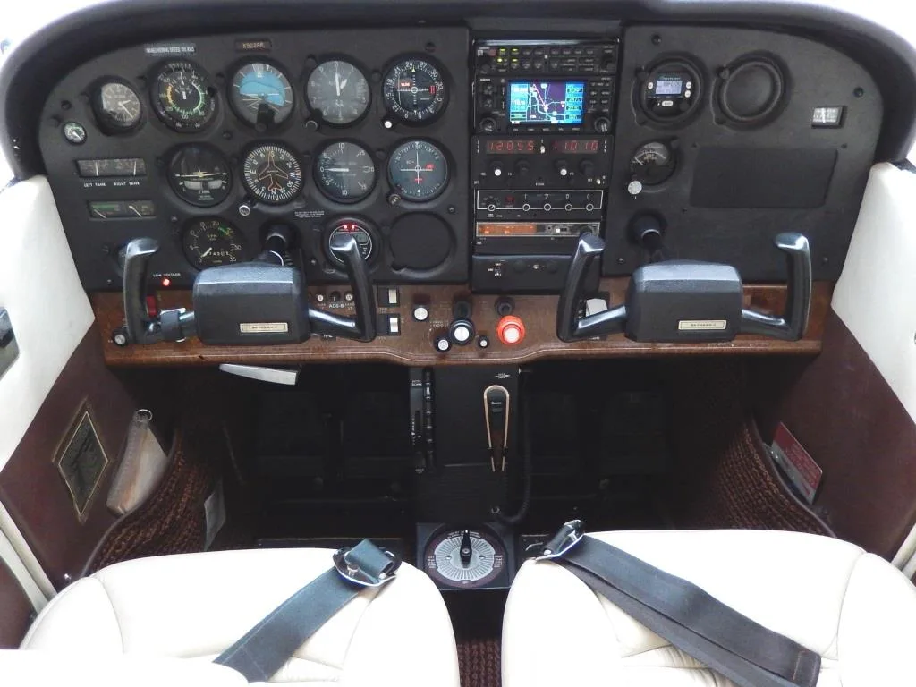 Cockpit and instrument panel of a 1981 Cessna 172P- N52286 Aircraft.