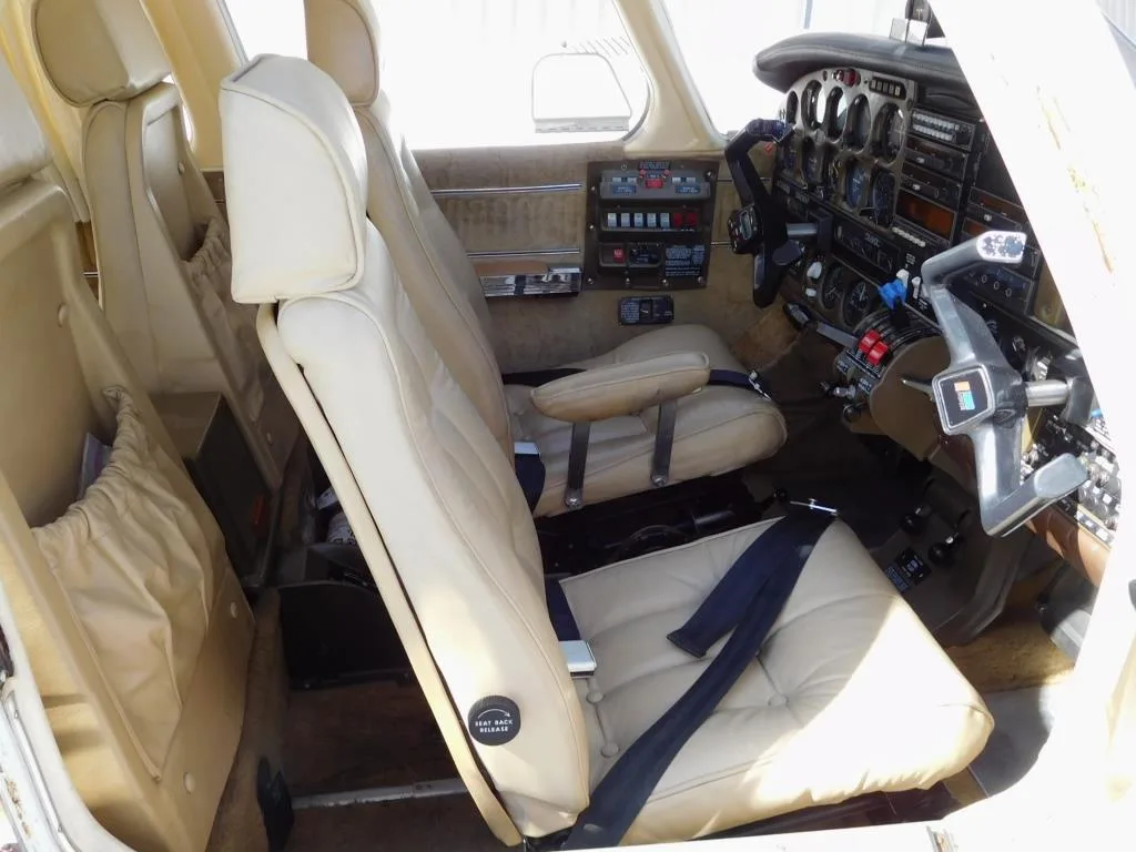 Cockpit and instrument panel of a 1981 Piper Seneca II - N455US Aircraft.