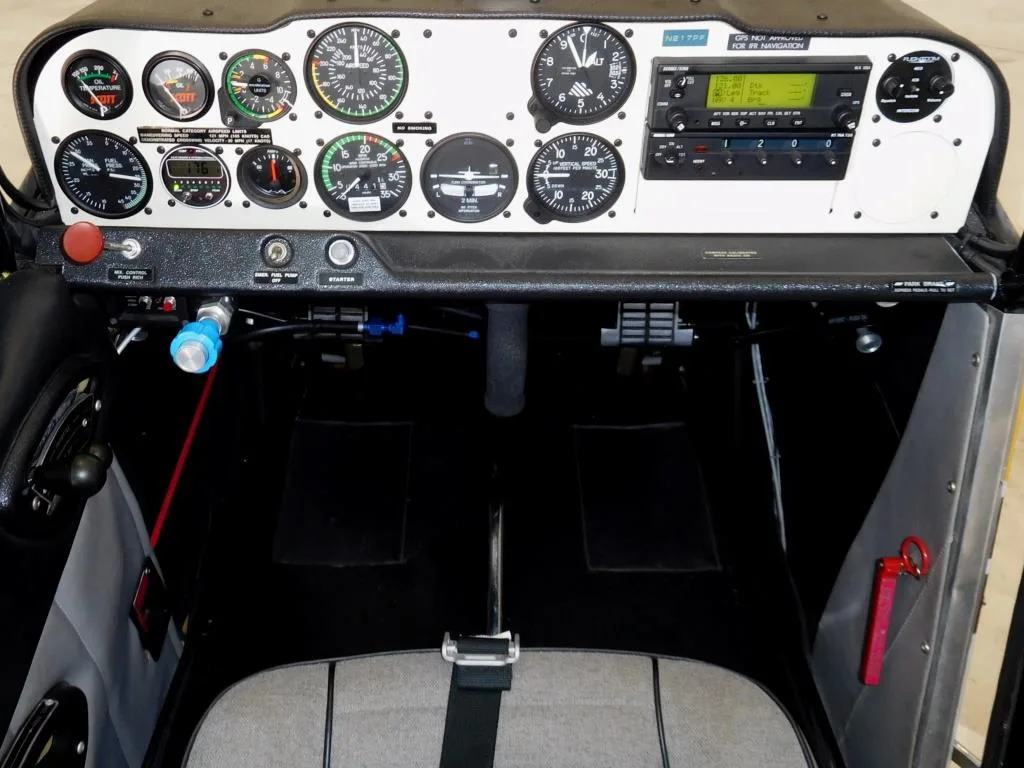 Cockpit and instrument panel of a 1997 Super Decathlon - N217PF Aircraft.