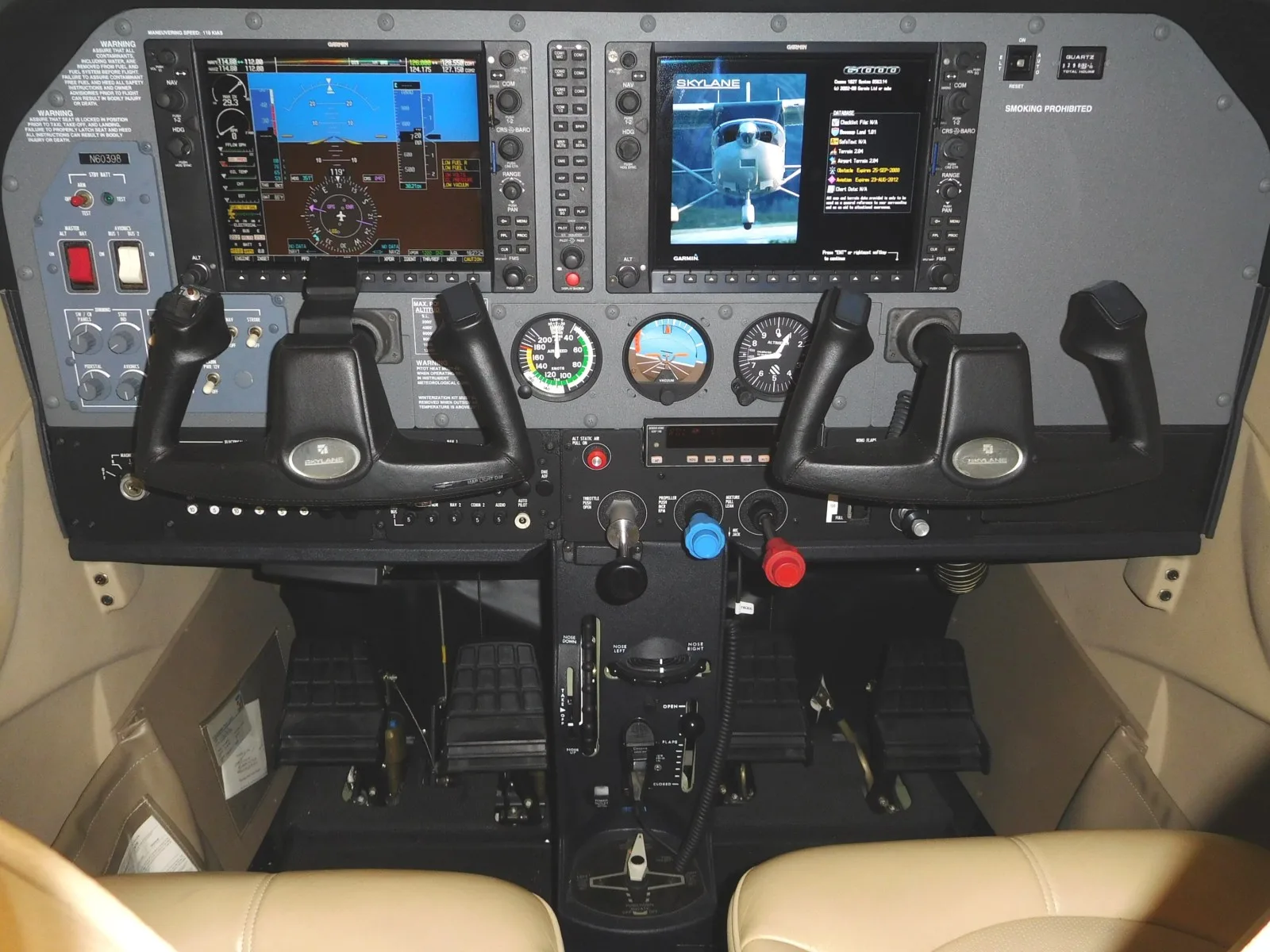 Cockpit and instrument panel of a 2006 Cessna 182T- N60398 Aircraft.