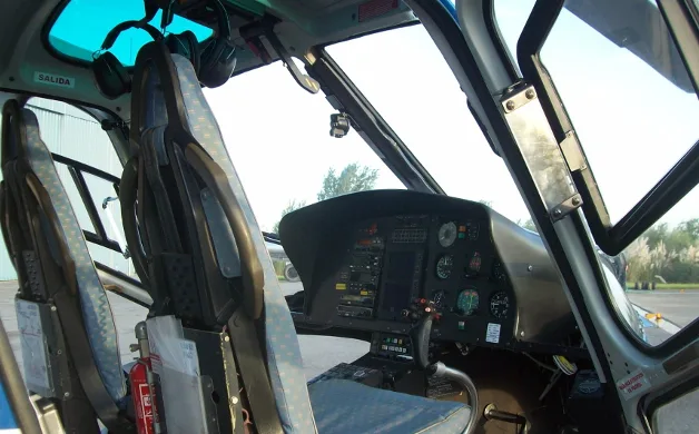 Cockpit and instrument panel of a 2000 Airbus AS350B3.