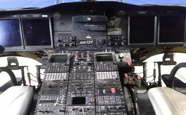 Cockpit and instrument panel of a 2011 Agusta AW139.