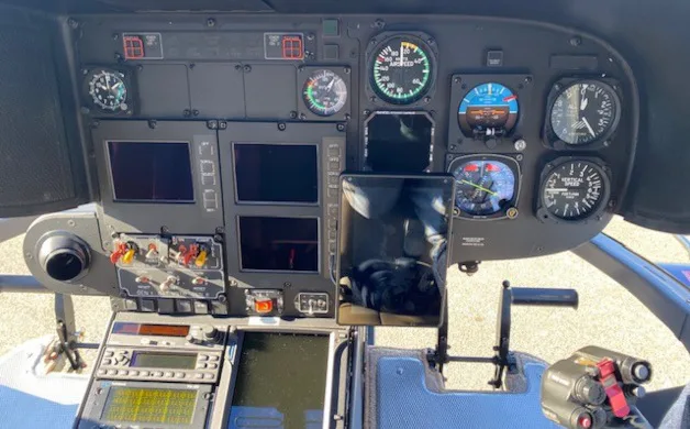 Cockpit and instrument panel of a 2006 Airbus EC135T2+.