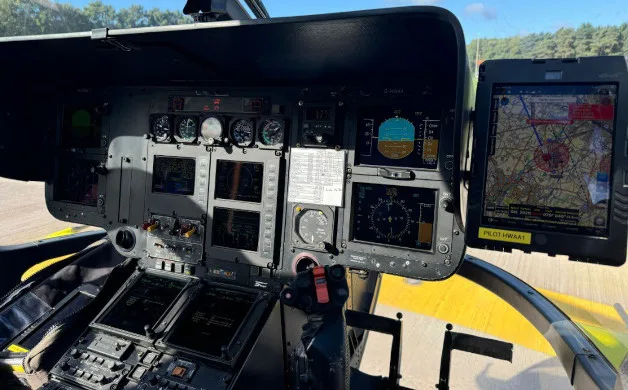 Cockpit and instrument panel of a 2004 Airbus EC135T2.