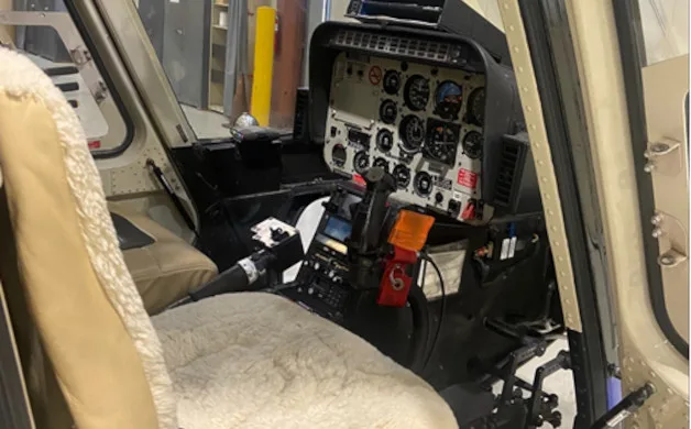 Cockpit and instrument panel of a 1997 Bell 407.