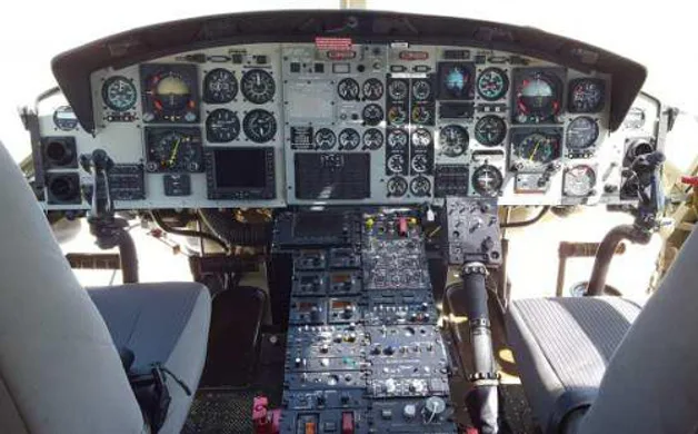 Cockpit and instrument panel of a 2012 Bell 412EP.