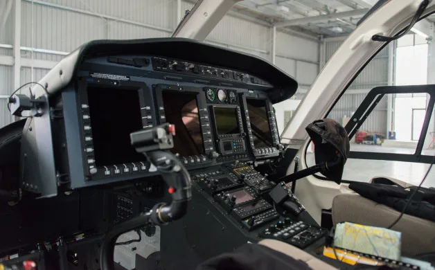 Cockpit and instrument panel of a 2010 Bell 429.