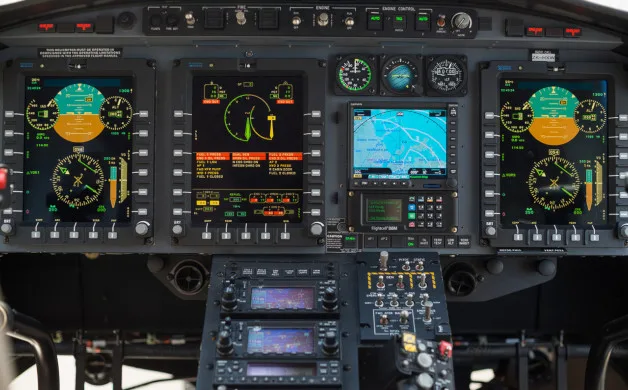 Cockpit and instrument panel of a 2010 Bell 429.