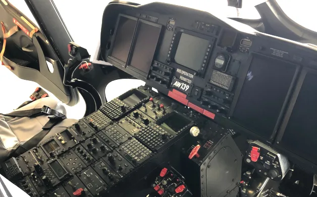 Cockpit and instrument panel of a 2009 Agusta AW139.