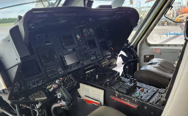 Cockpit and instrument panel of a 2008 Sikorsky S-76C++.
