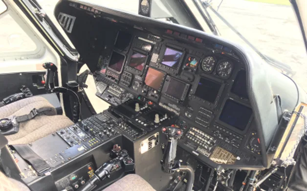 Cockpit and instrument panel of a 2008 Sikorsky S-76C++.