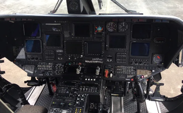 Cockpit and instrument panel of a 2008 Sikorsky S-76C++.