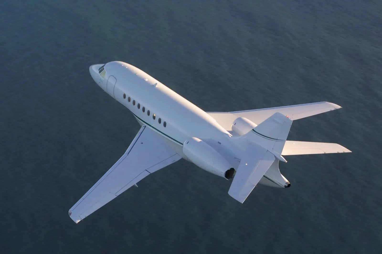Marketing image of a 1997 Dassault Falcon 2000.