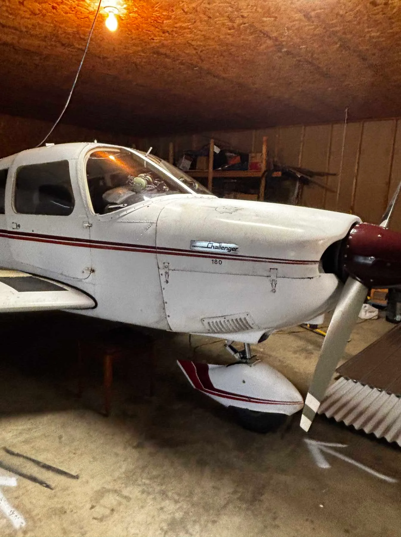 Exterior view of a 1973 Piper PA28-180 Cherokee Challenger.