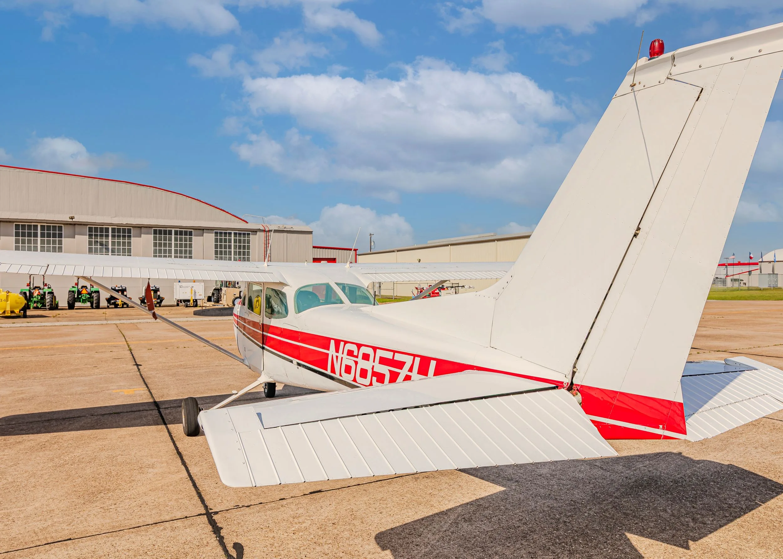 Exterior view of a 1975 Cessna 172M, N6857H.