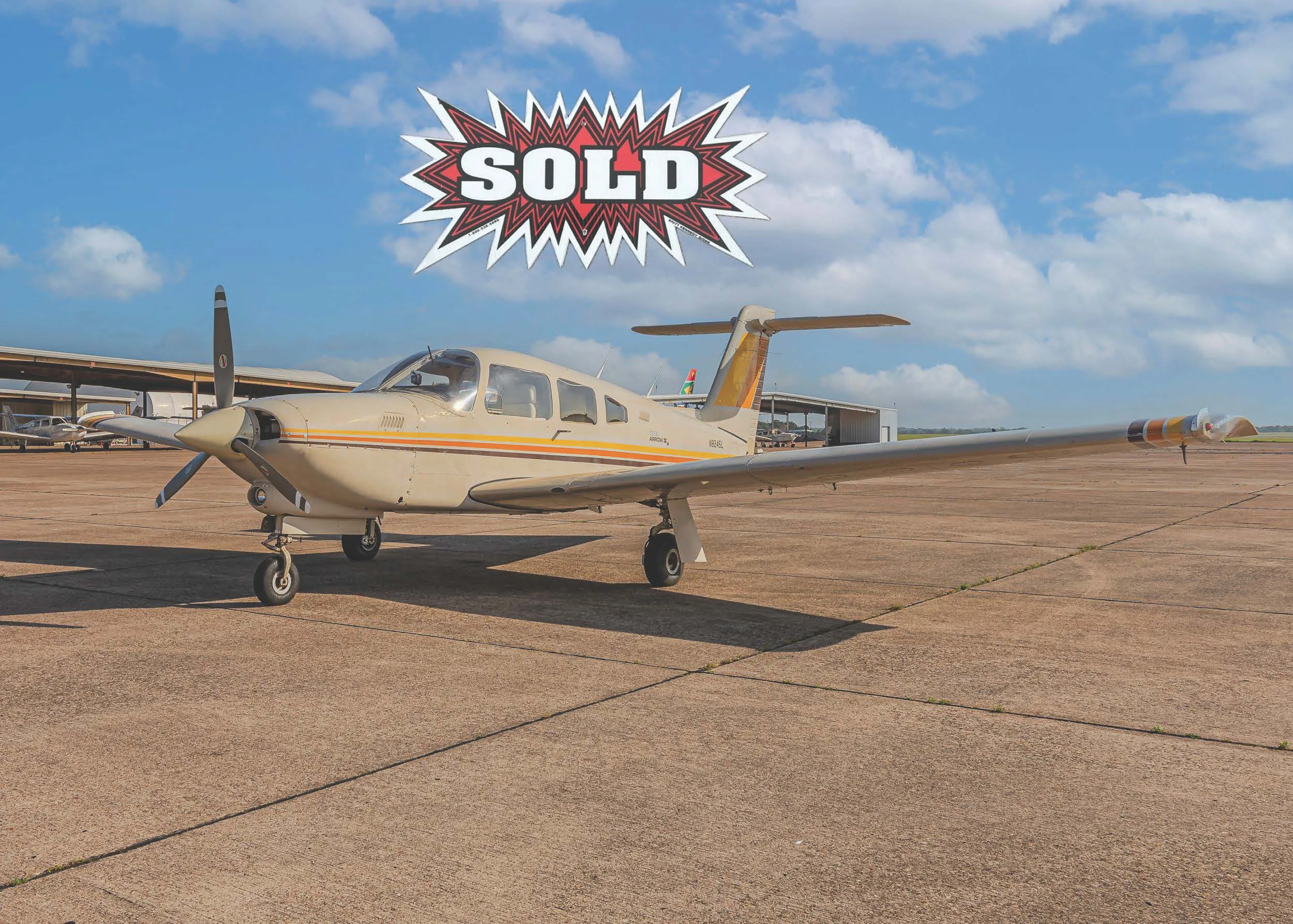 Exterior view of a 1980 Piper Turbo Arrow IV, N8245L.