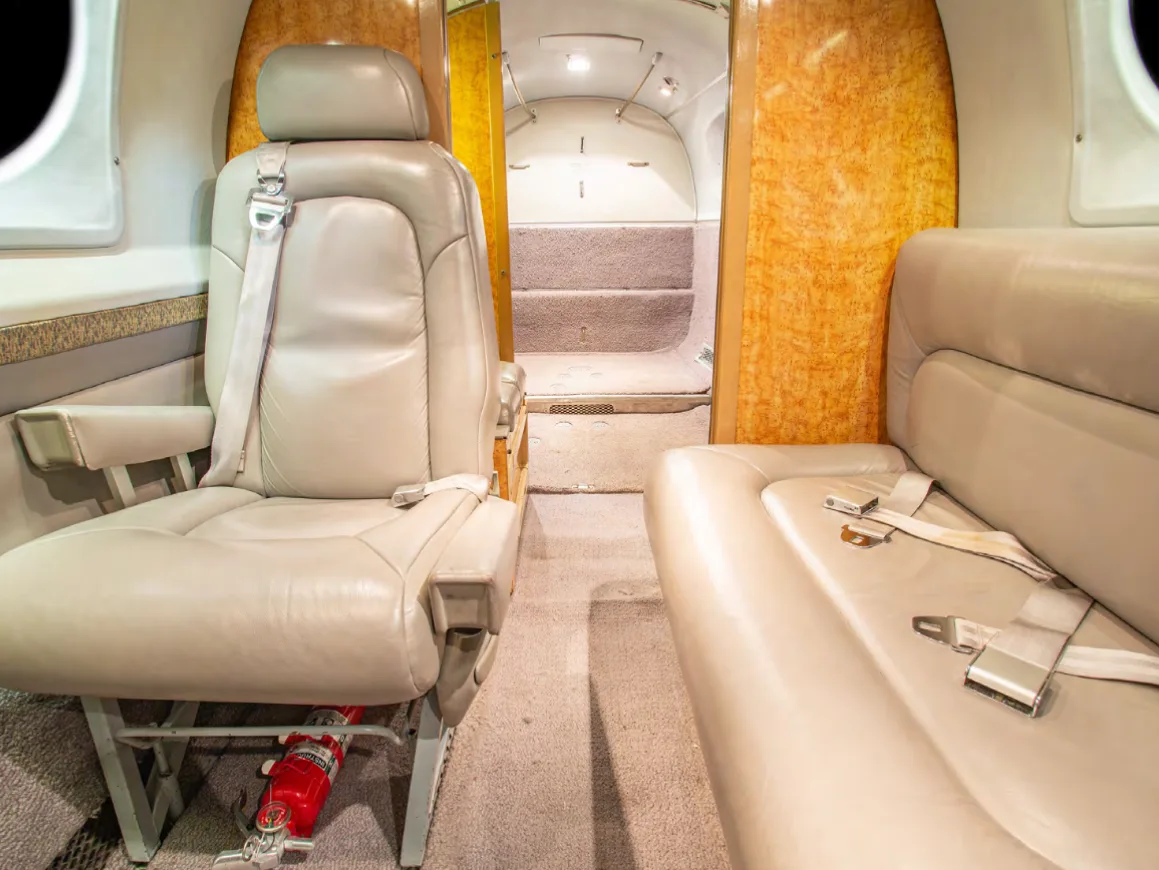 Cabin interior of a 1981 Beechcraft King Air B200.
