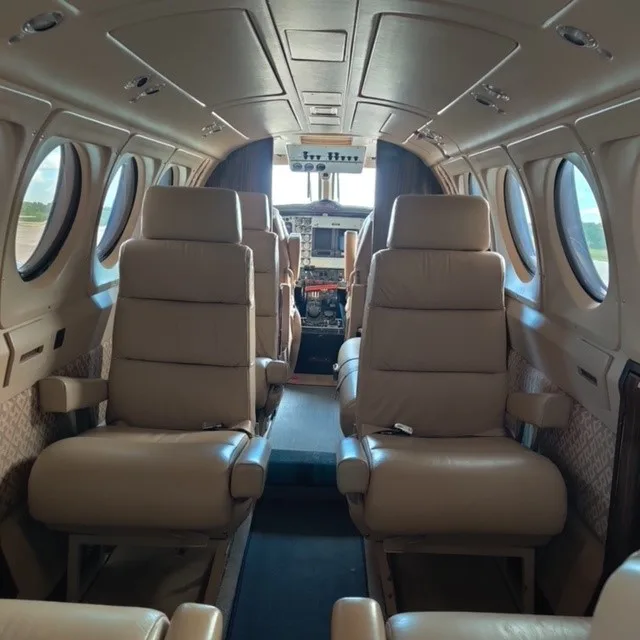 Cabin interior of a 1983 Beechcraft King Air B200.