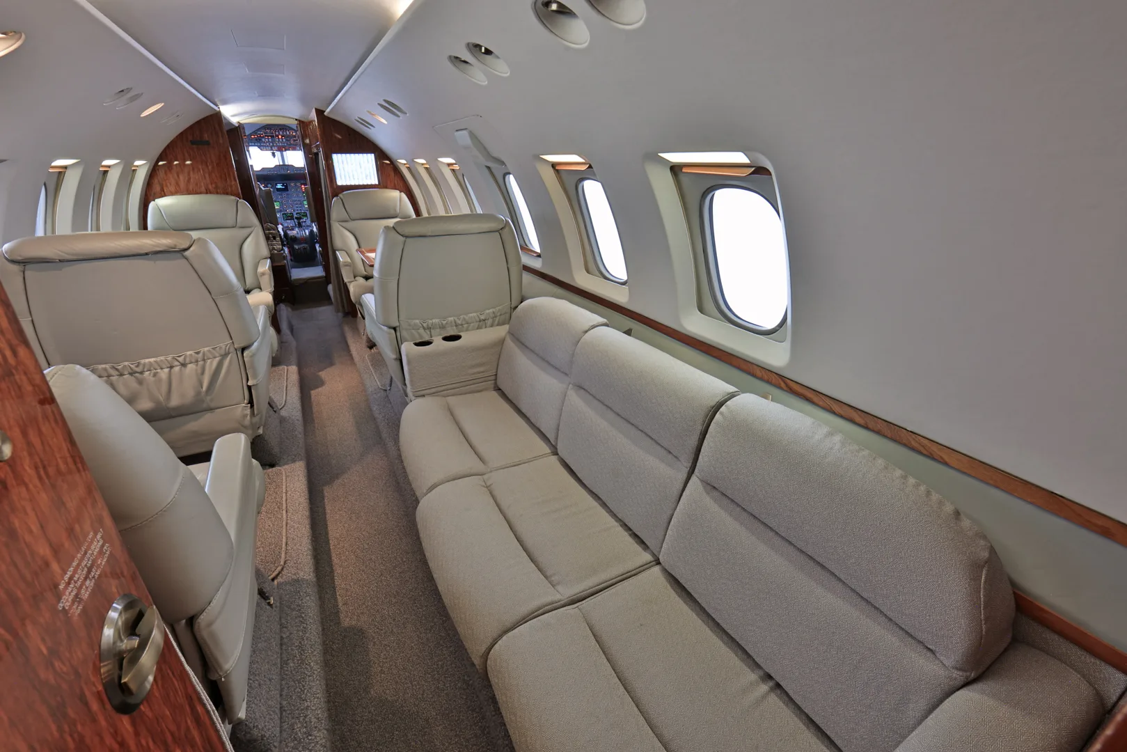 Cabin interior of a 1998 Hawker 800XP.