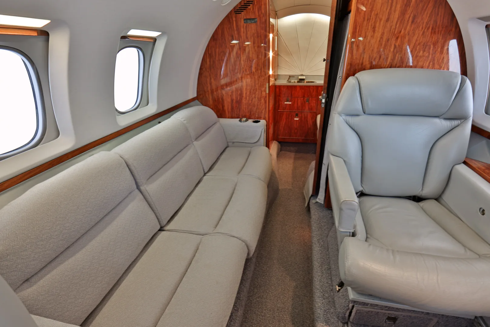 Cabin interior of a 1998 Hawker 800XP.