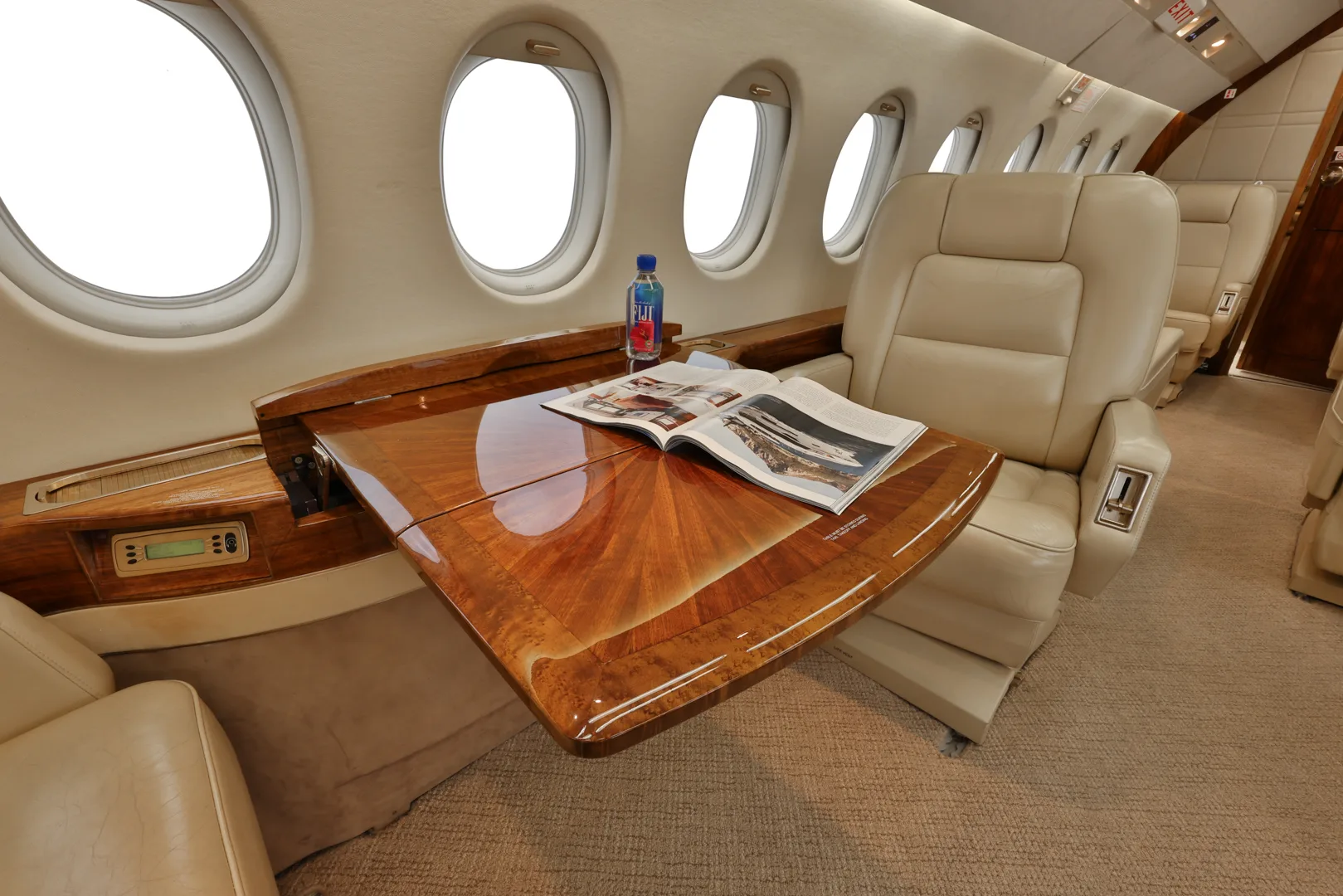 Cabin interior of a 2002 Dassault Falcon 2000.