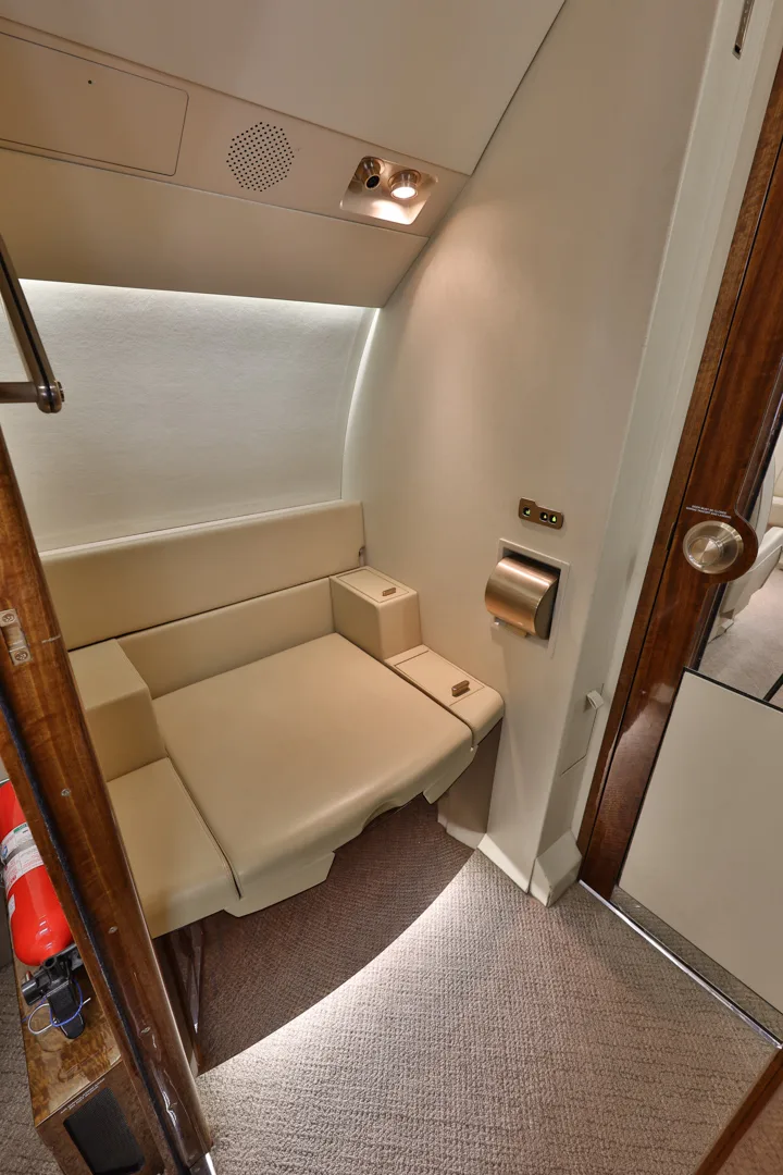 Cabin interior of a 2002 Dassault Falcon 2000.