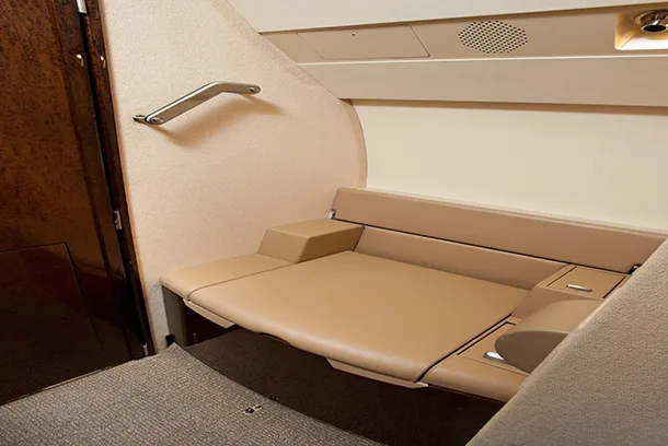 Cabin interior of a 2002 Dassault Falcon 2000.