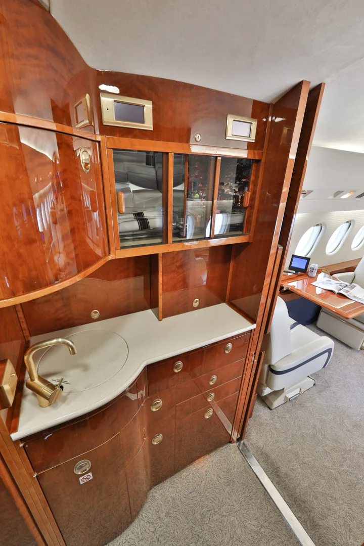 Cabin interior of a 2002 Dassault Falcon 900EX.