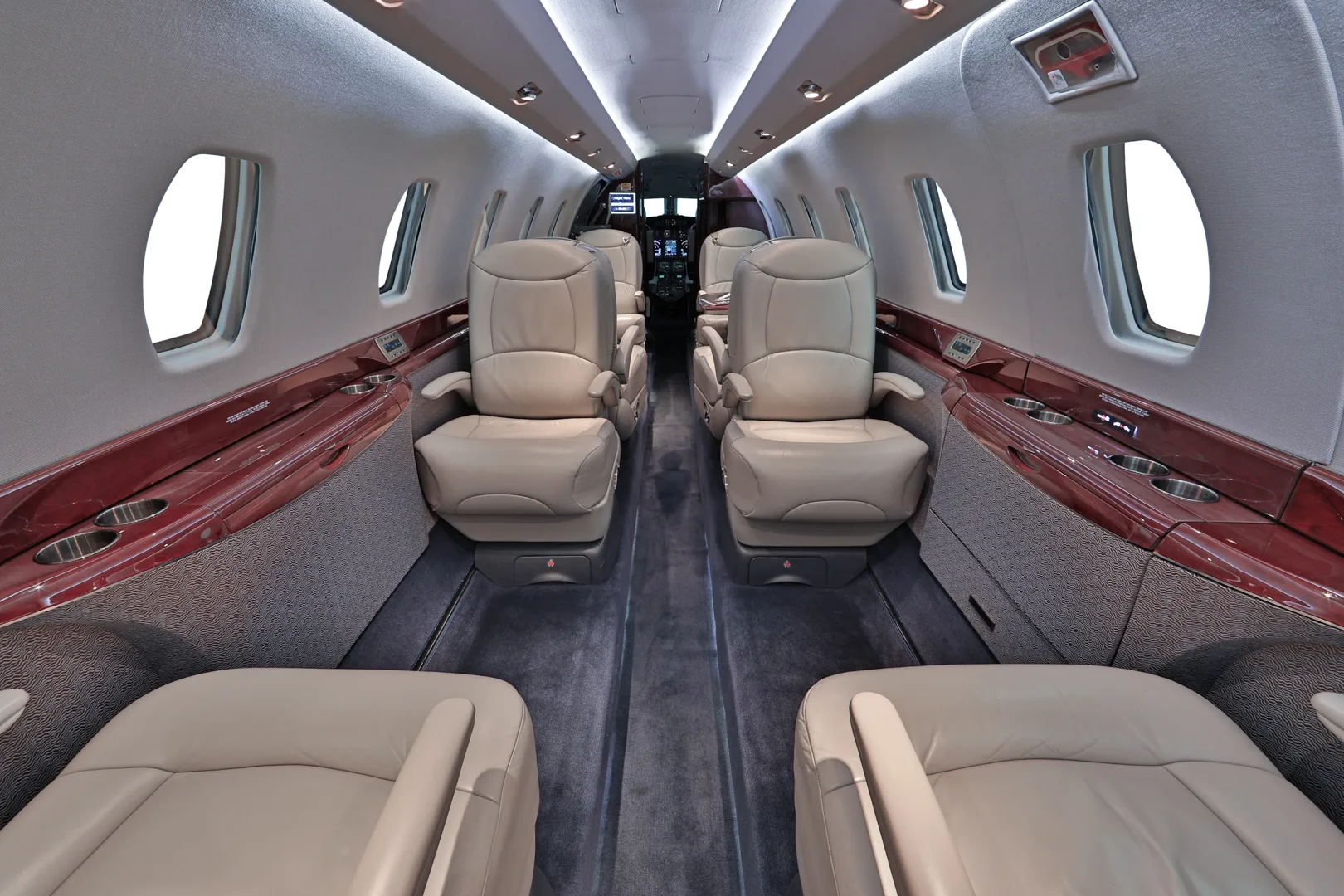 Cabin interior of a 2007 Cessna Citation X.