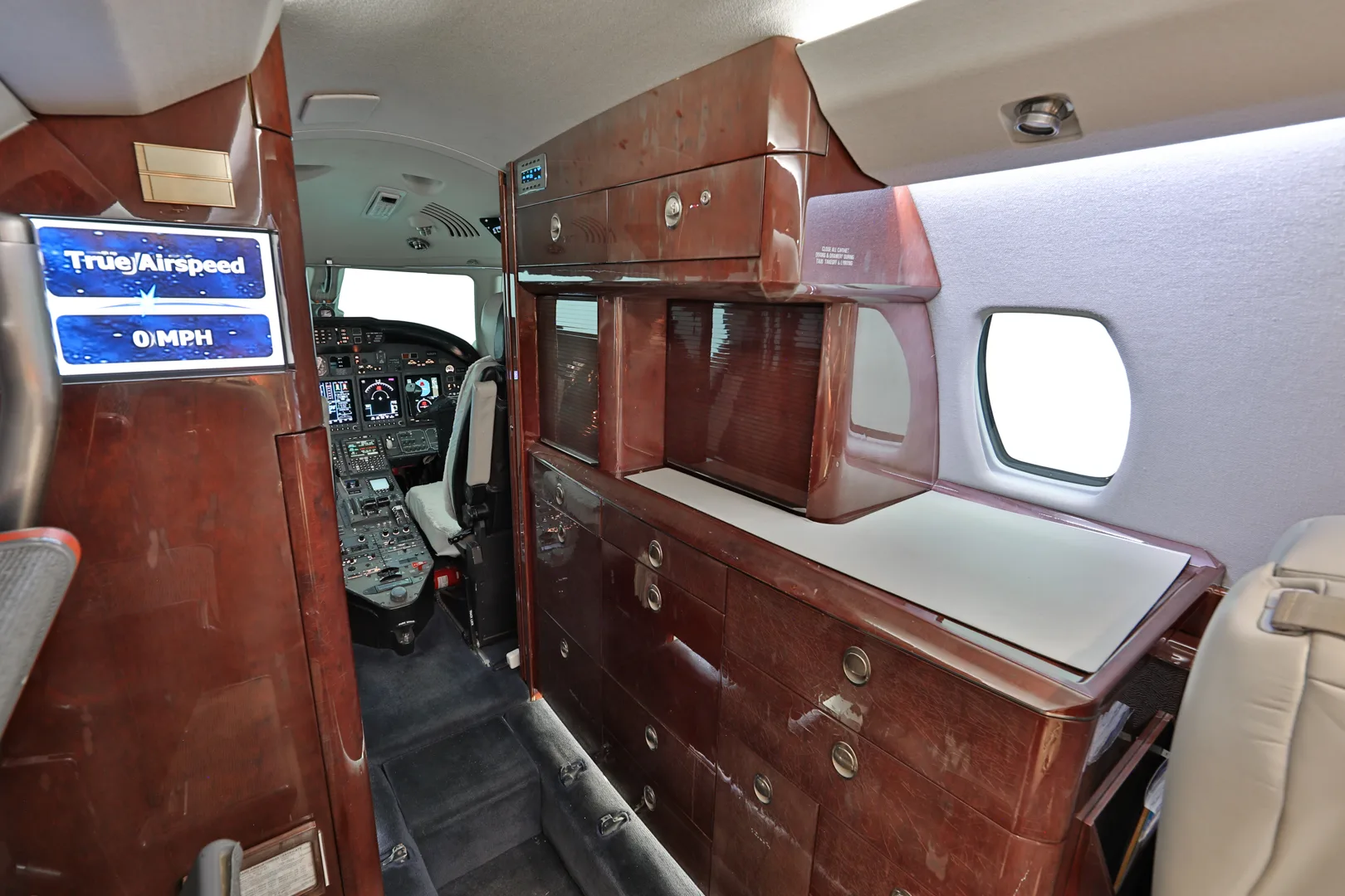 Cabin interior of a 2007 Cessna Citation X.